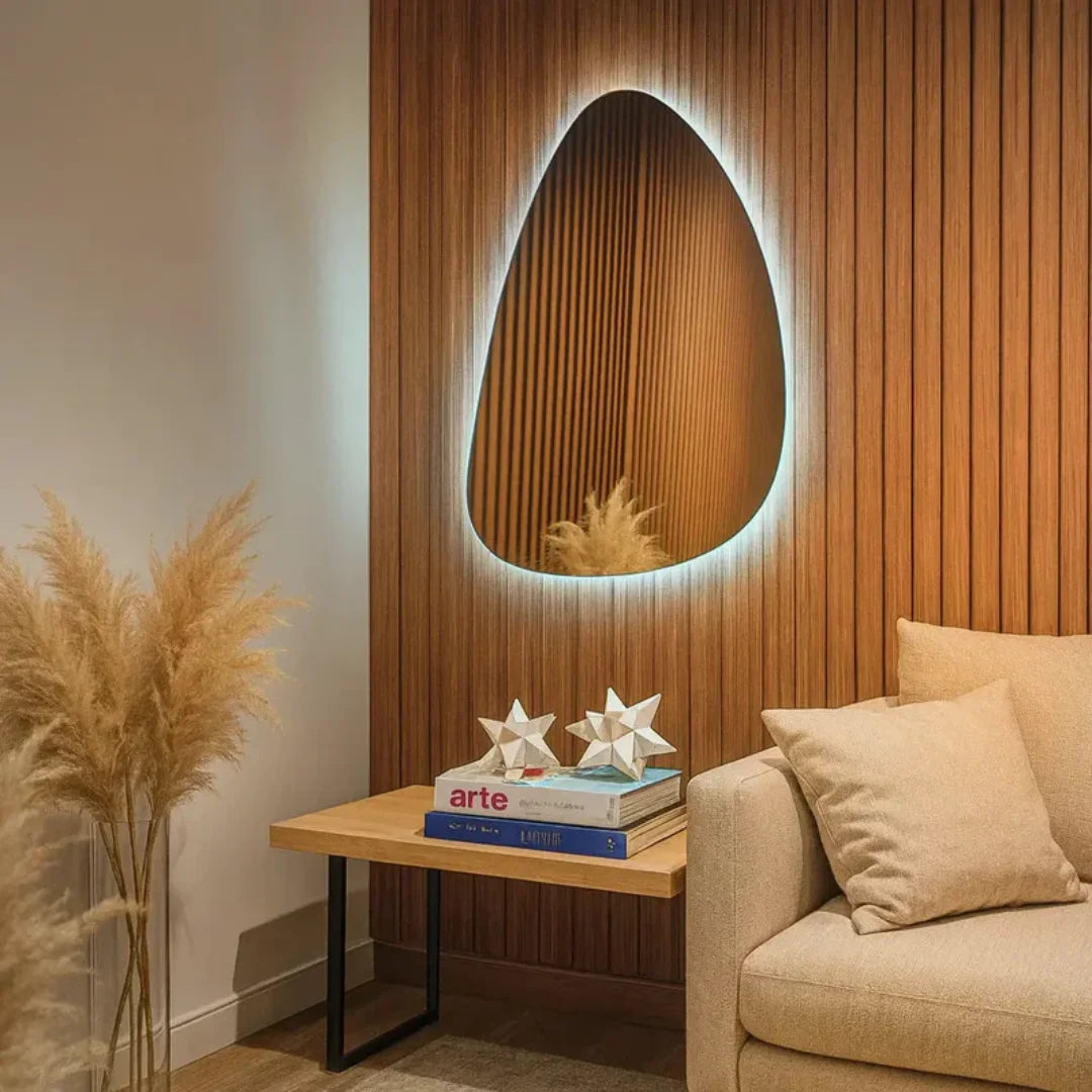 Miroir Mural Organique LED au Style Moderne