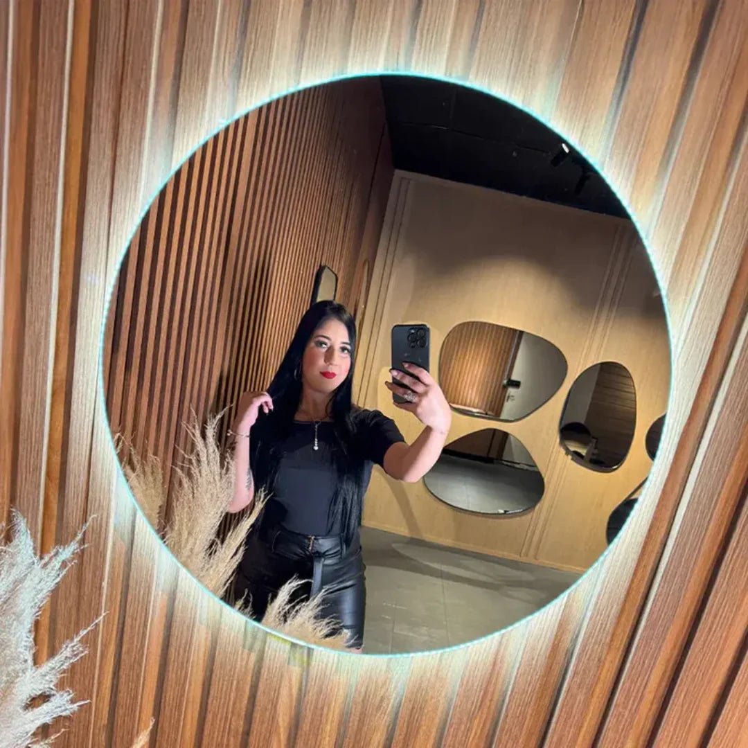 Miroir Mural Rond LED Haut de Gamme avec Éclairage Intégré