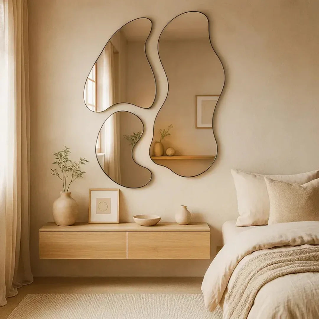 Set di 3 Specchi Organici a Forma di Nuvola per Parete Moderna (105 x 148 cm)