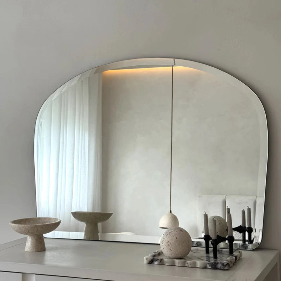 Vienna - Miroir Mural Biseauté Sans Cadre pour Cheminée 95 x 70 cm