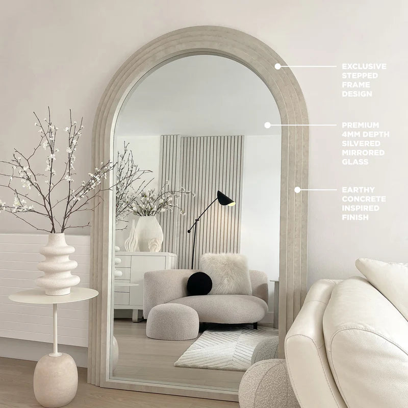 Miroir Arche Luciana Plein Pied en Béton 180x110 cm