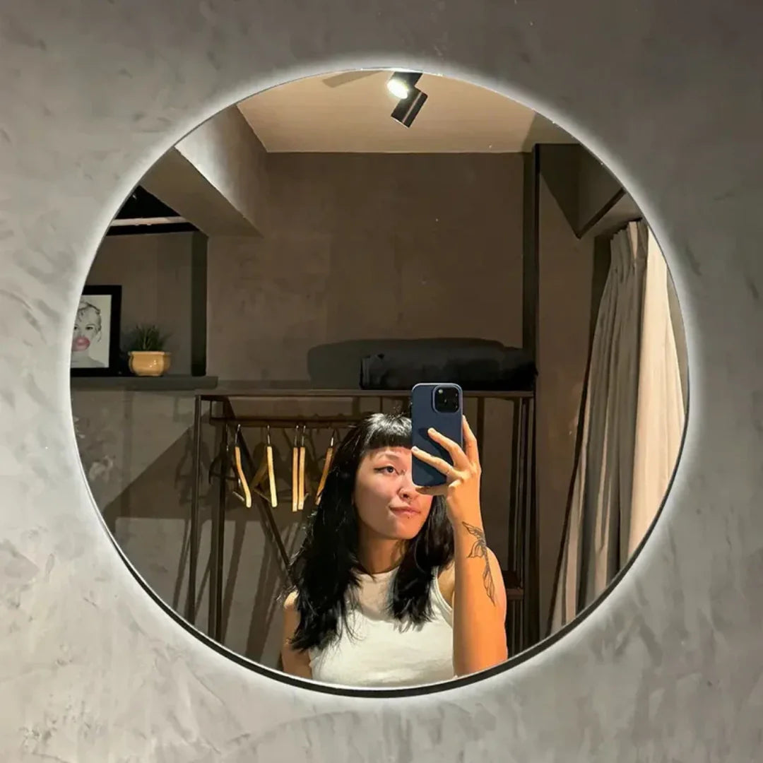 Miroir Mural Rond LED Haut de Gamme avec Éclairage Intégré