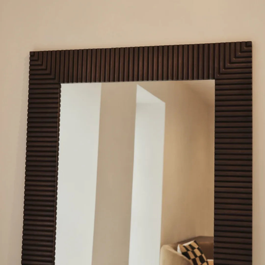 Sloane Miroir Mural Rectangulaire en Bois de Manguier Foncé 190 cm