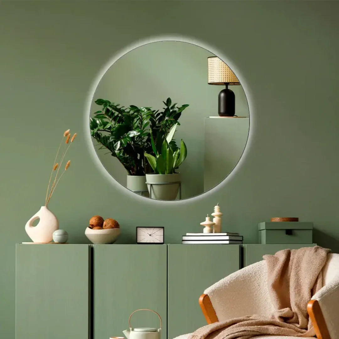 Miroir Mural Rond LED Haut de Gamme avec Éclairage Intégré