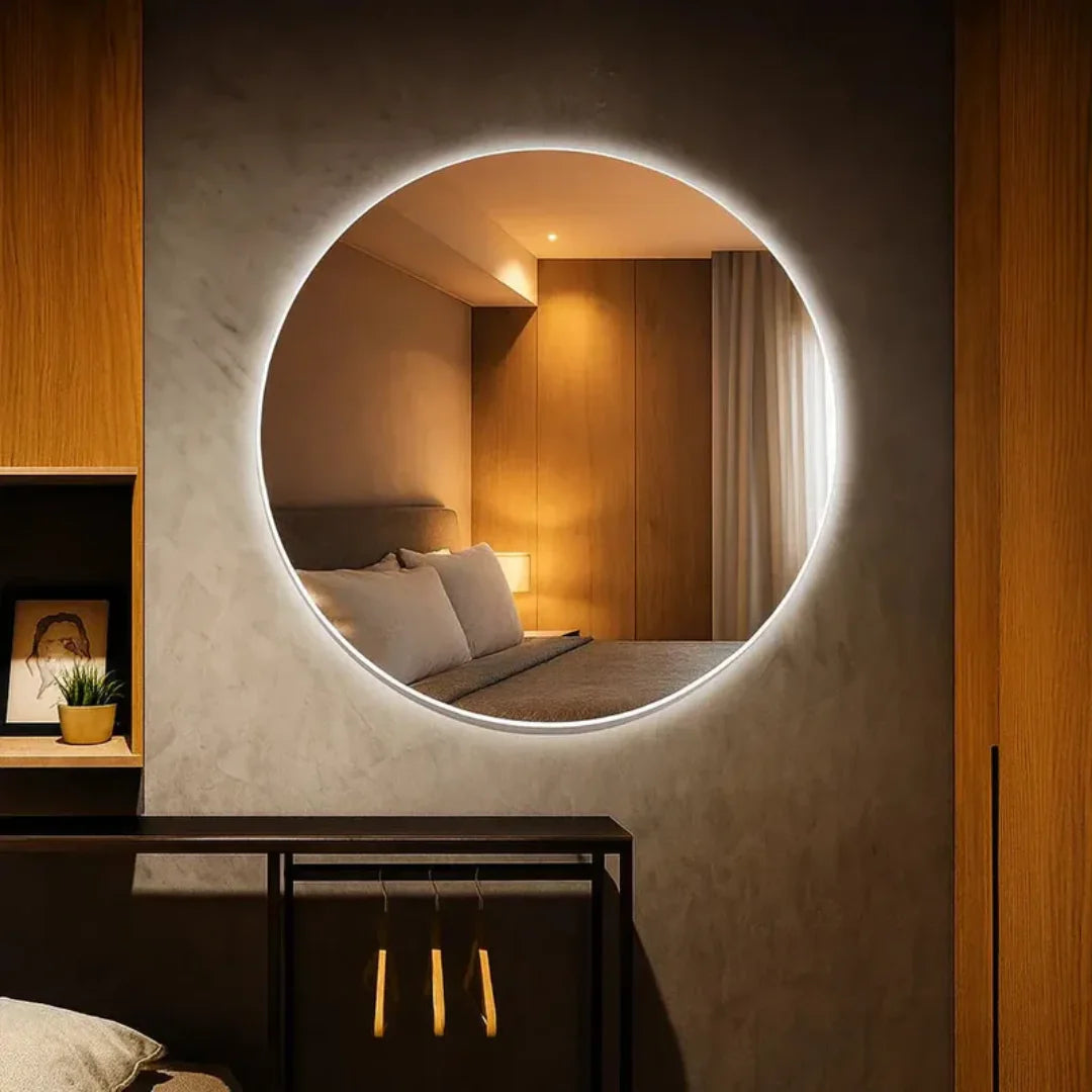 Miroir Mural Rond LED Haut de Gamme avec Éclairage Intégré