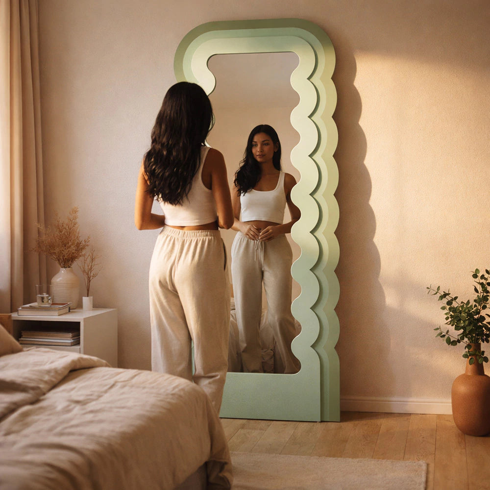 Wavvy Wellen-Spiegel Grün 180x80cm